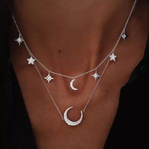 NWT layered star and crescent moon necklace